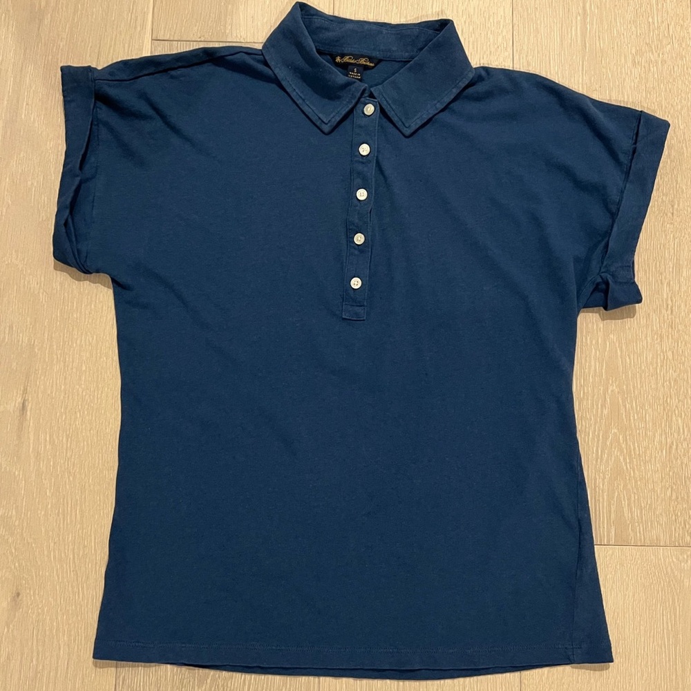 Brooks Brothers Linen/Cotton Blend Cap Sleeve Polo Shirt